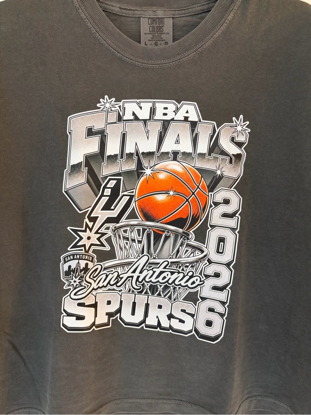 Comfort Colors San Antonio Spurs NBA Finals 2026 Cropped Tee Women's US Size L